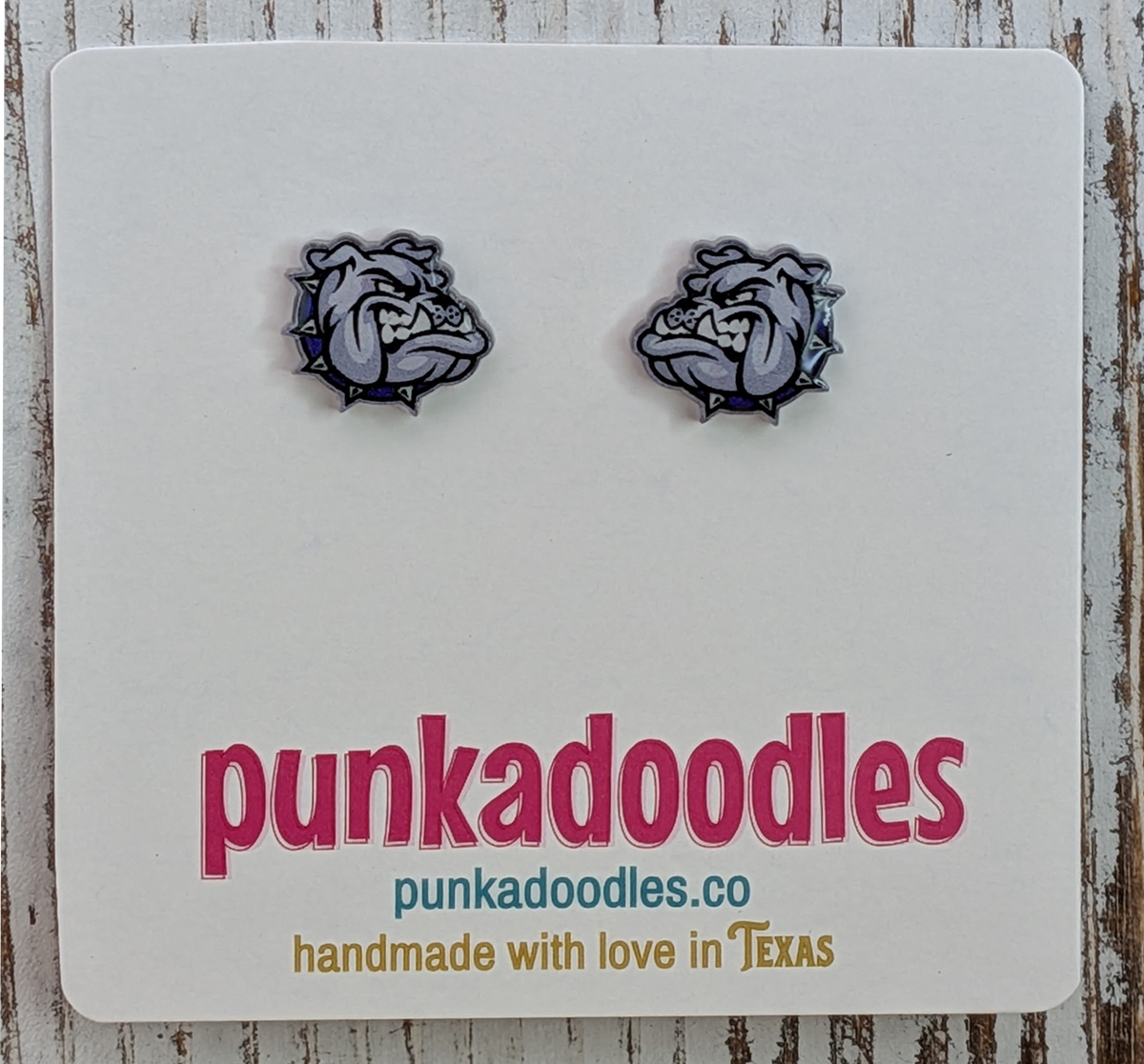 Bulldog Mascot Earrings | Customize Collar Color
