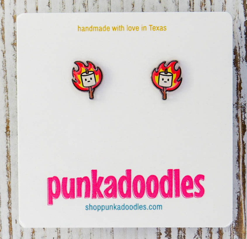 Flaming Marshmallow Earrings