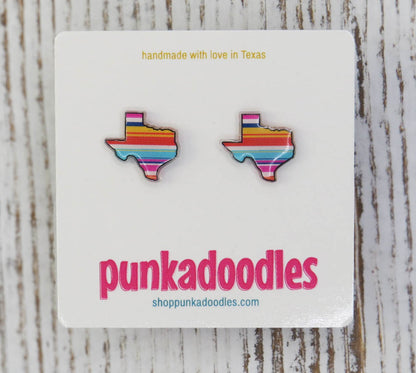 Texas Shape Serape Design Earrings