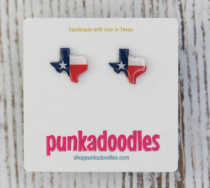 Texas Shape Flag Design Earrings
