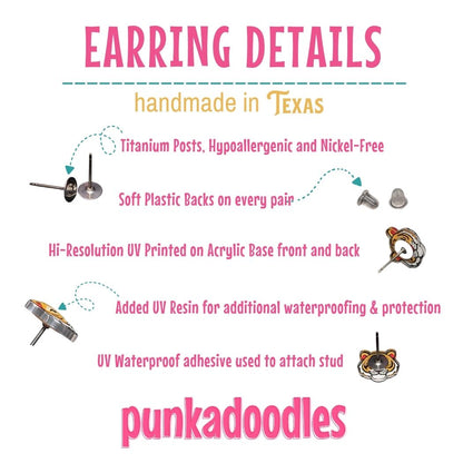 Friendly Tiger Mascot Earrings