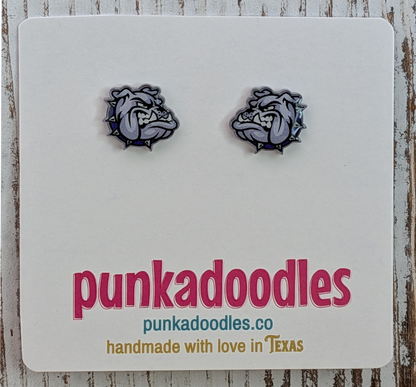 Bulldog Mascot Earrings | Customize Collar Color