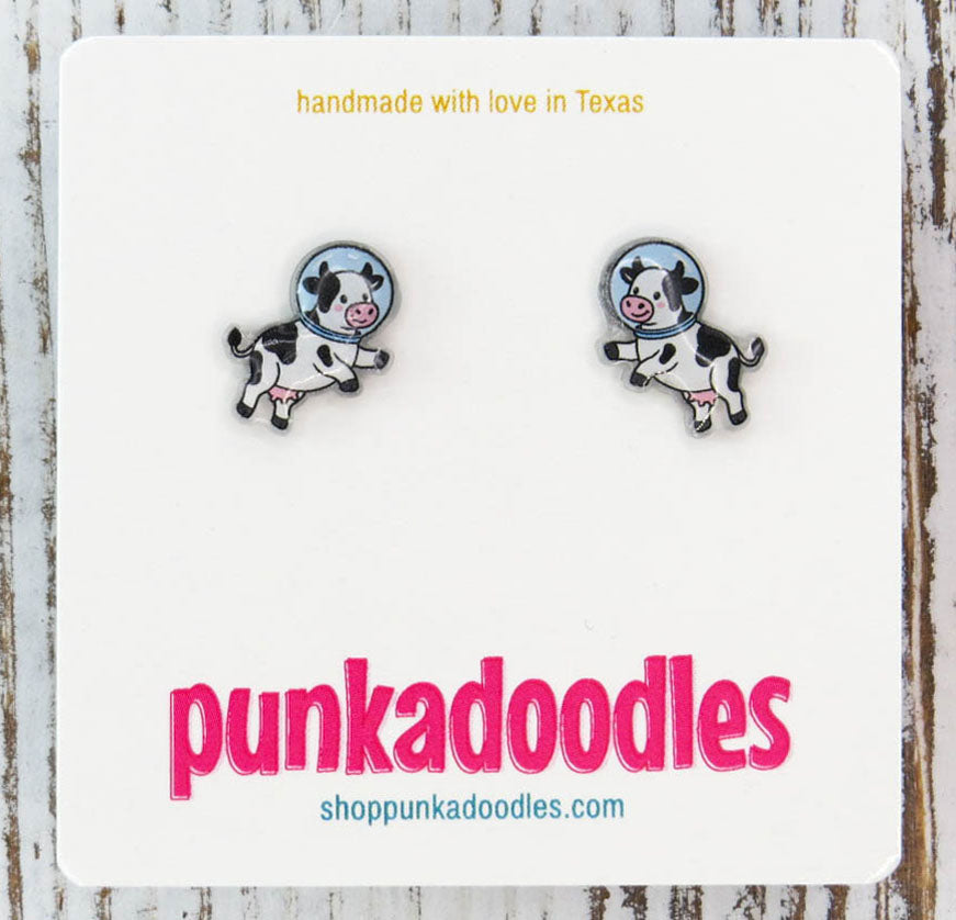 Cow in Space Earrings