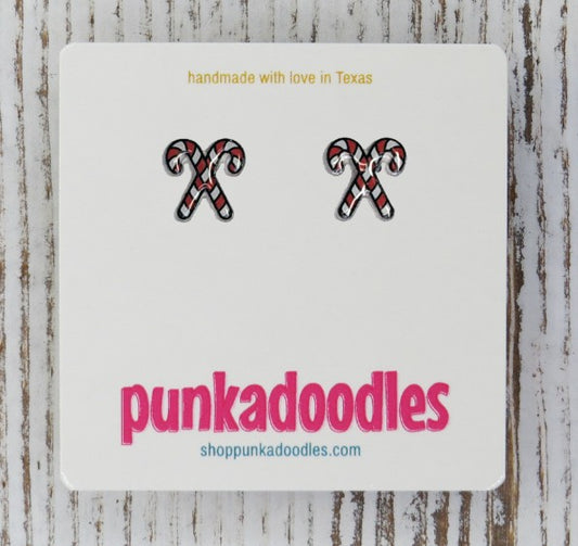 Crossed Candy Canes Earrings
