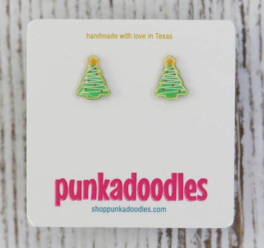 Sugar Cookie Christmas Tree Earrings - Green