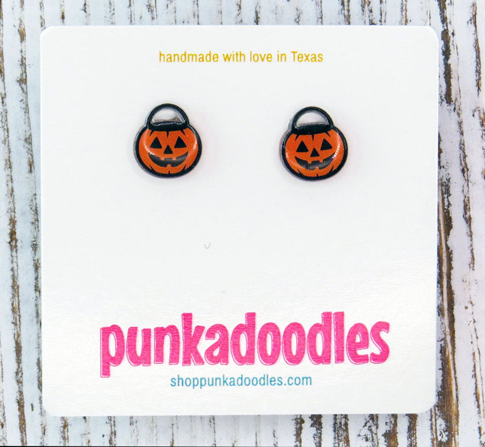Jack o Lantern Candy Bucket Earrings