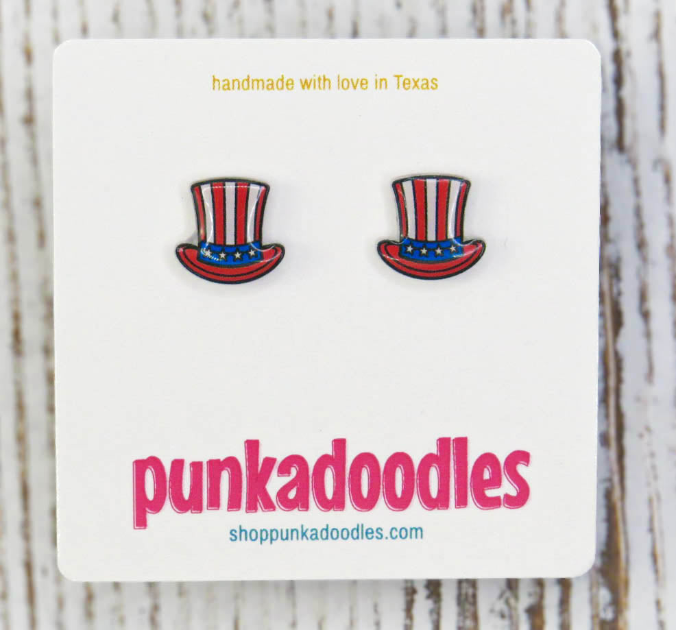 Liberty Fourth of July Top Hat Earrings