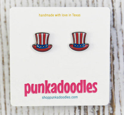 Fourth of July Liberty Top Hat Earrings