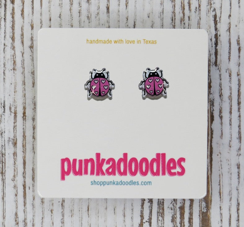 Valentine Lovebug Stud Earrings - Pink