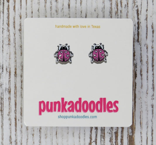Valentine Lovebug Stud Earrings - Pink
