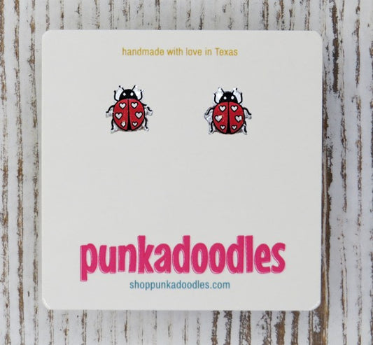 Valentine Lovebug Stud Earrings - Red